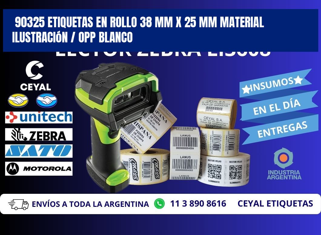 90325 Etiquetas en rollo 38 mm x 25 mm material Ilustración / OPP Blanco