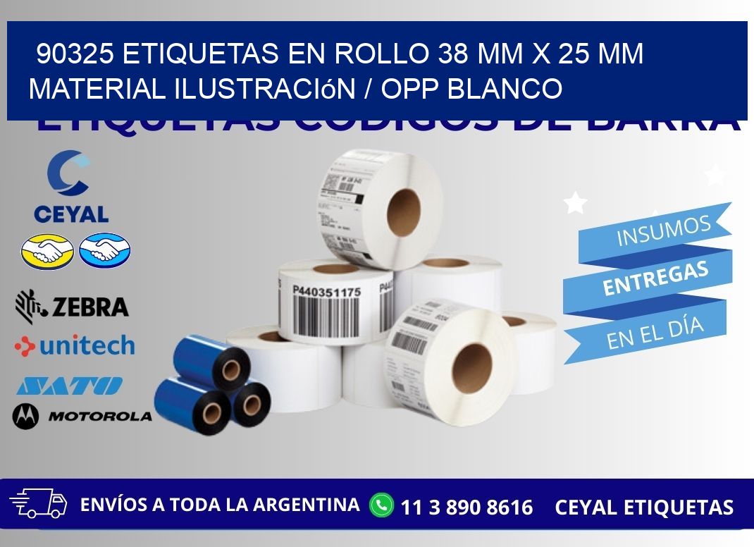 90325 Etiquetas en rollo 38 mm x 25 mm material Ilustración / OPP Blanco