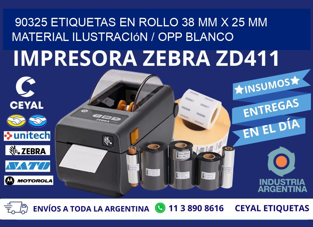 90325 Etiquetas en rollo 38 mm x 25 mm material Ilustración / OPP Blanco