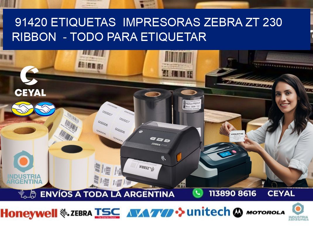 91420 etiquetas  impresoras zebra zt 230 ribbon  - Todo para Etiquetar