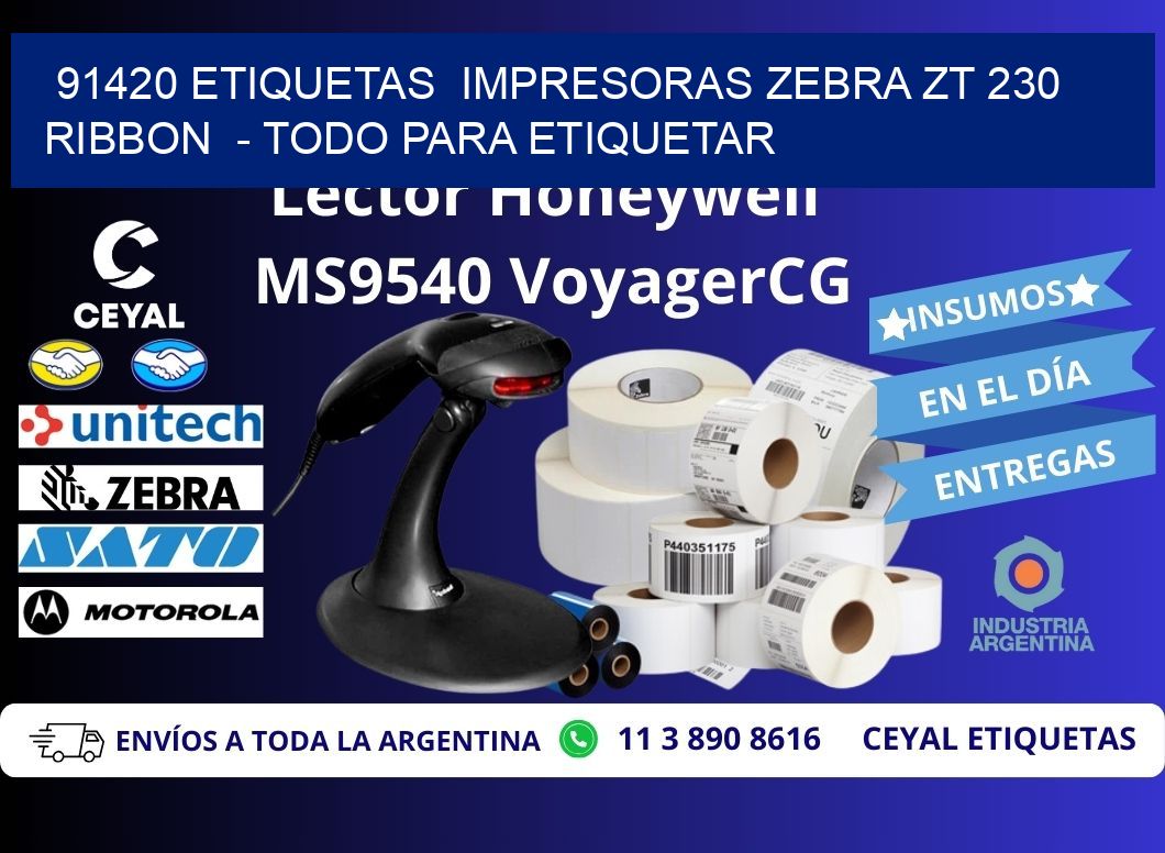 91420 etiquetas  impresoras zebra zt 230 ribbon  - Todo para Etiquetar