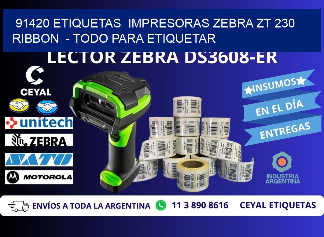 91420 etiquetas  impresoras zebra zt 230 ribbon  - Todo para Etiquetar