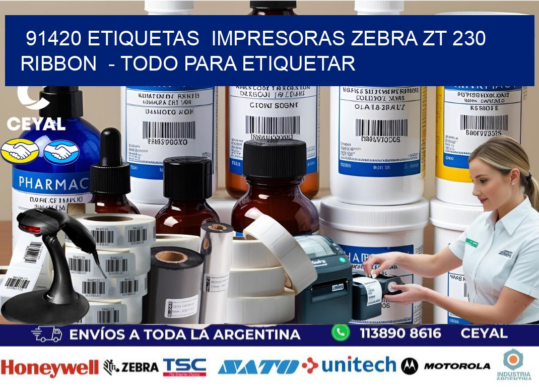 91420 etiquetas  impresoras zebra zt 230 ribbon  - Todo para Etiquetar