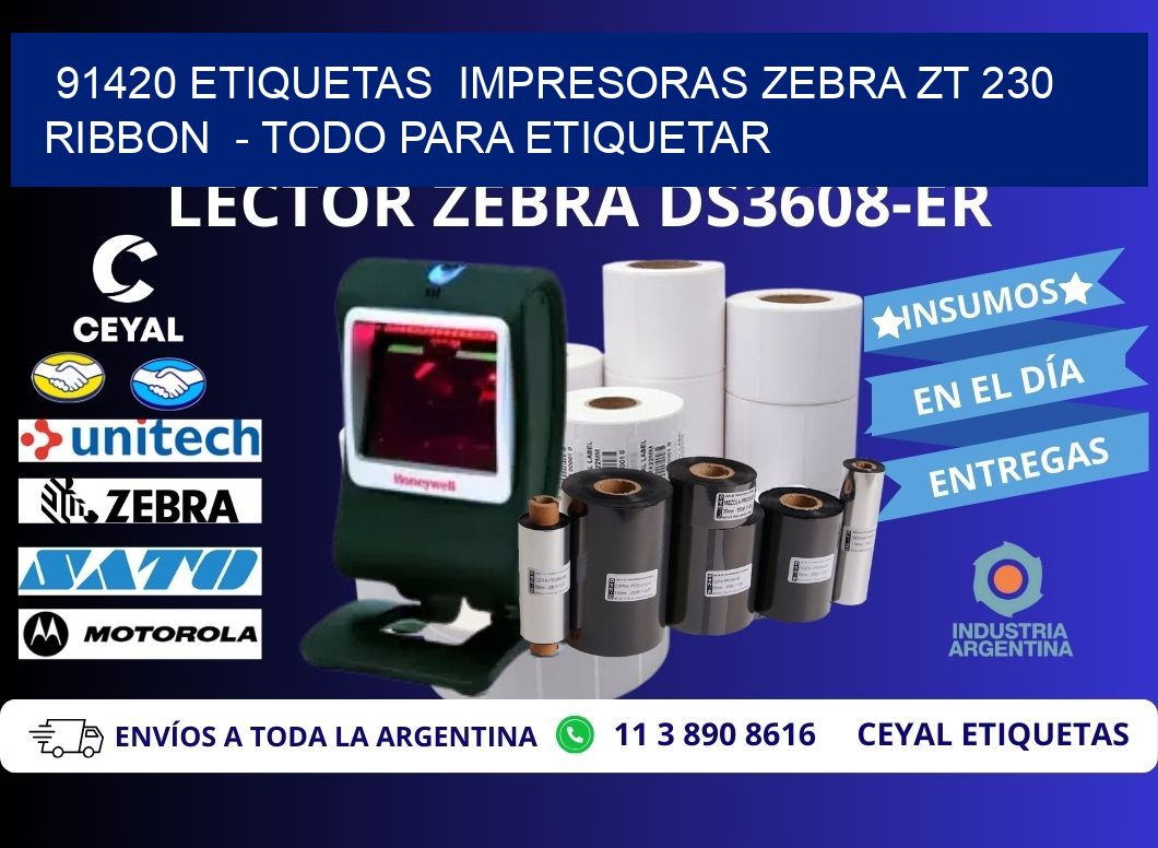 91420 etiquetas  impresoras zebra zt 230 ribbon  - Todo para Etiquetar
