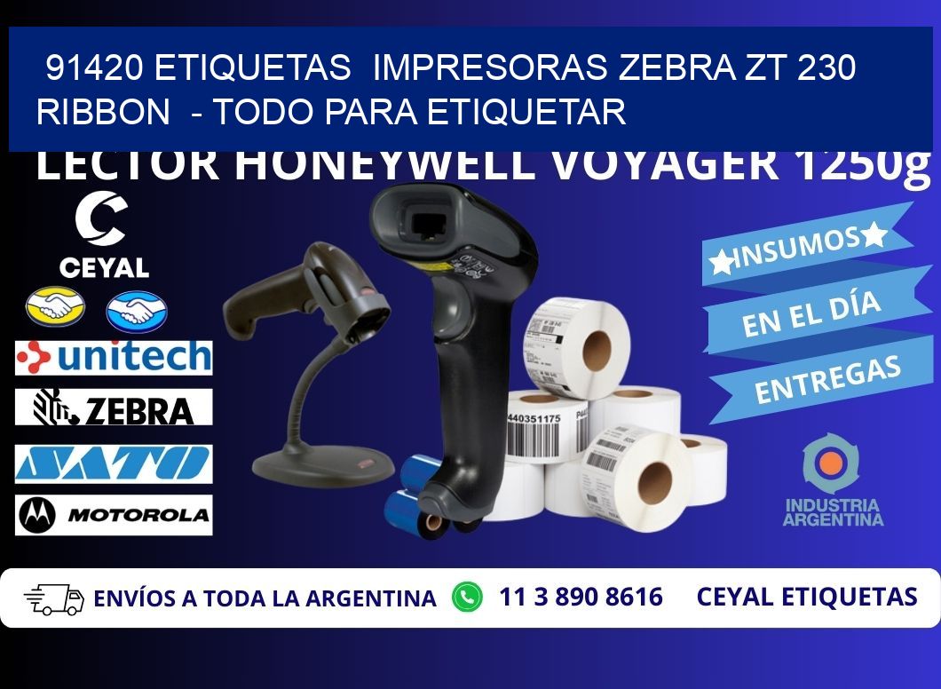 91420 etiquetas  impresoras zebra zt 230 ribbon  - Todo para Etiquetar