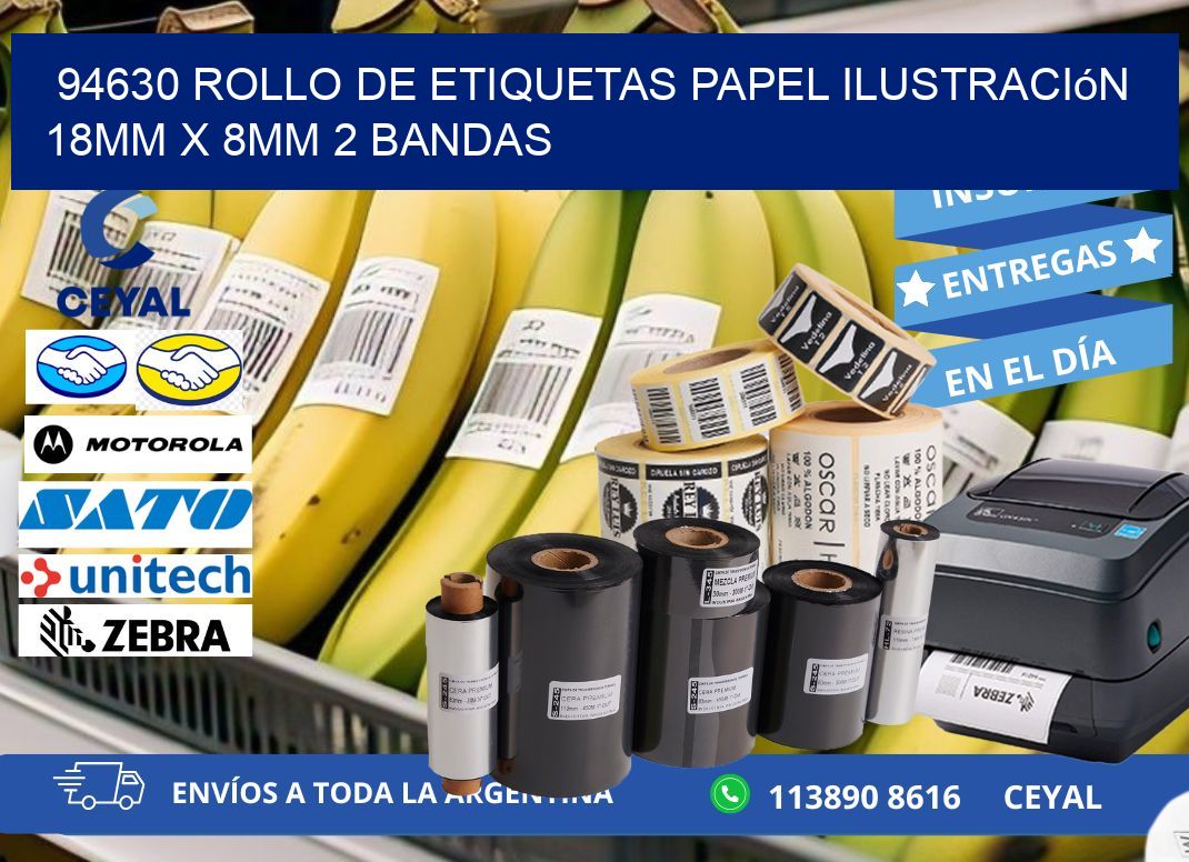 94630 Rollo de Etiquetas Papel Ilustración 18mm x 8mm 2 Bandas