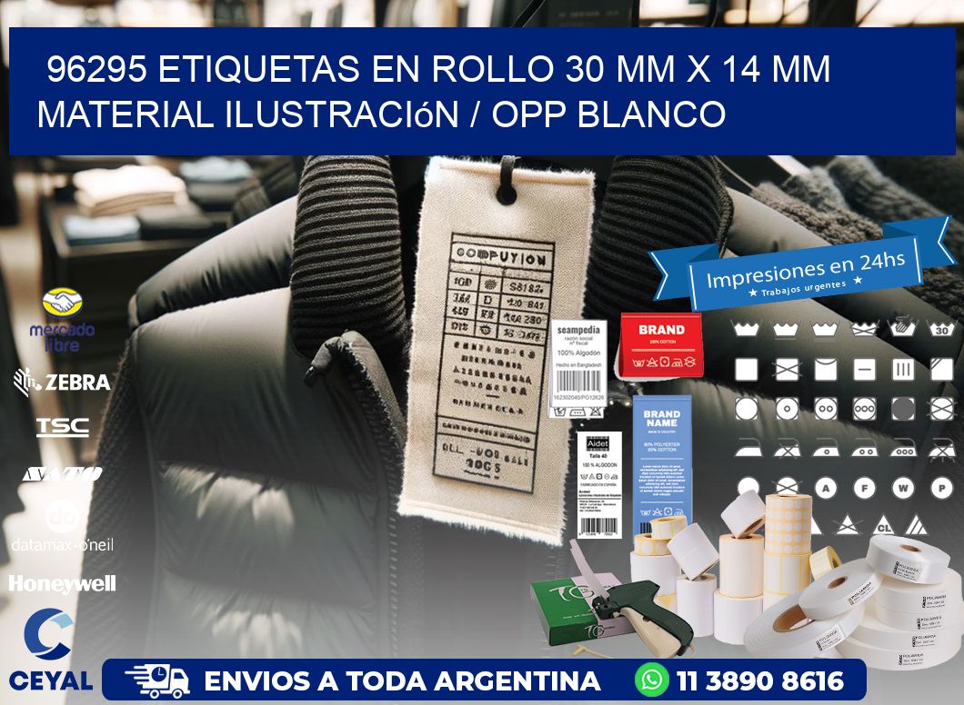 96295 Etiquetas en rollo 30 mm x 14 mm material Ilustración / OPP Blanco