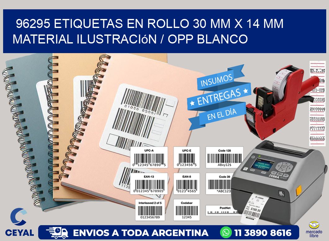 96295 Etiquetas en rollo 30 mm x 14 mm material Ilustración / OPP Blanco