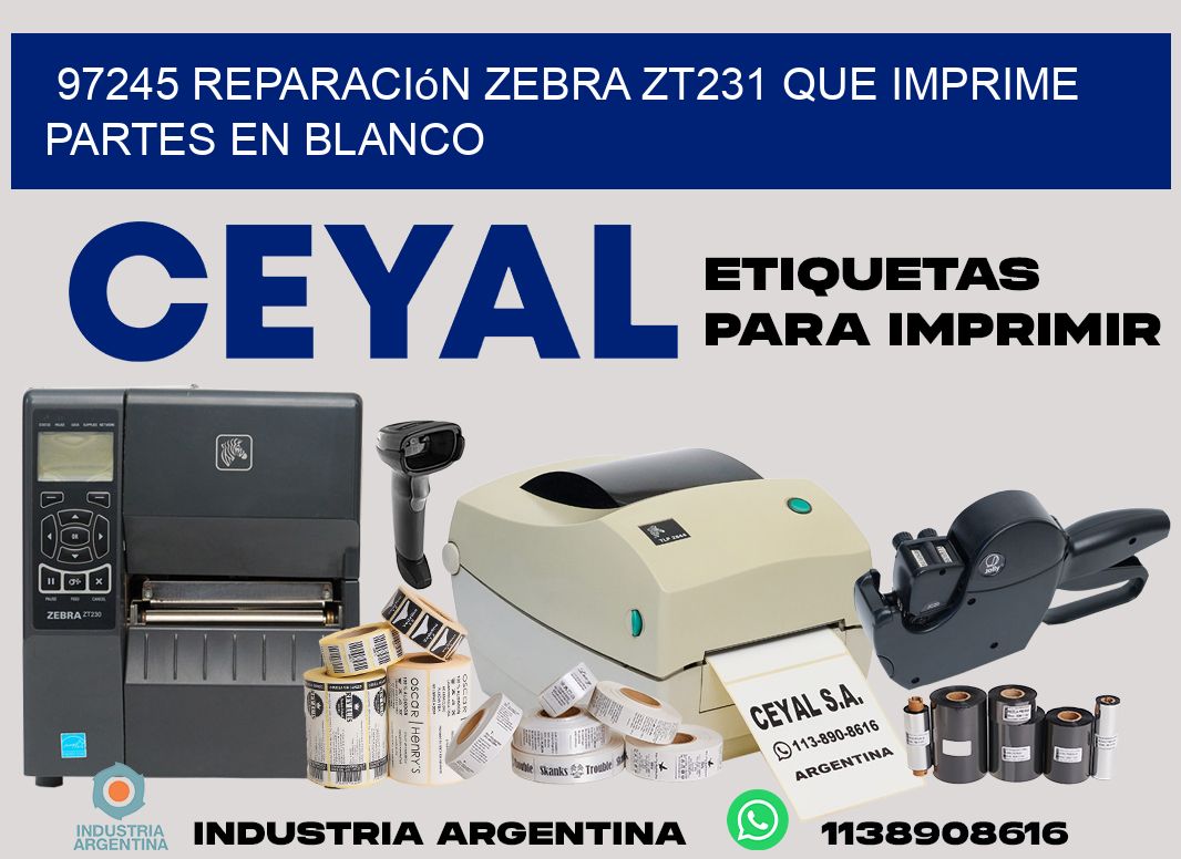 97245 reparación zebra zt231 que imprime partes en blanco