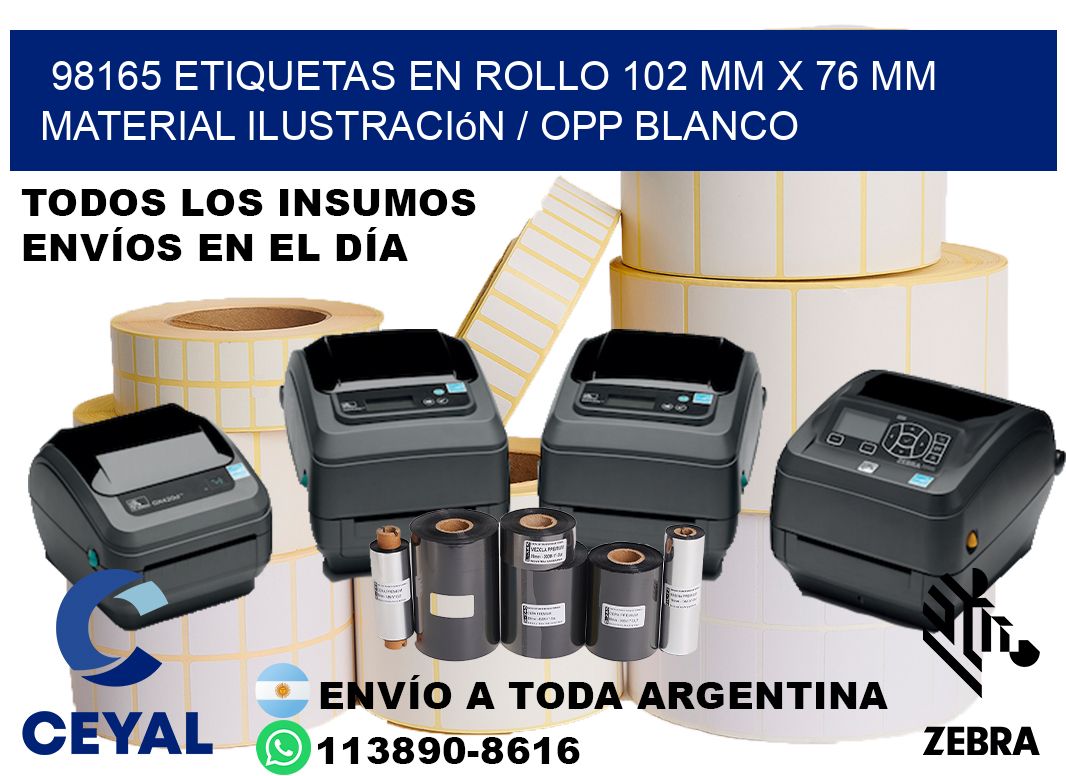 98165 Etiquetas en rollo 102 mm x 76 mm material Ilustración / OPP Blanco