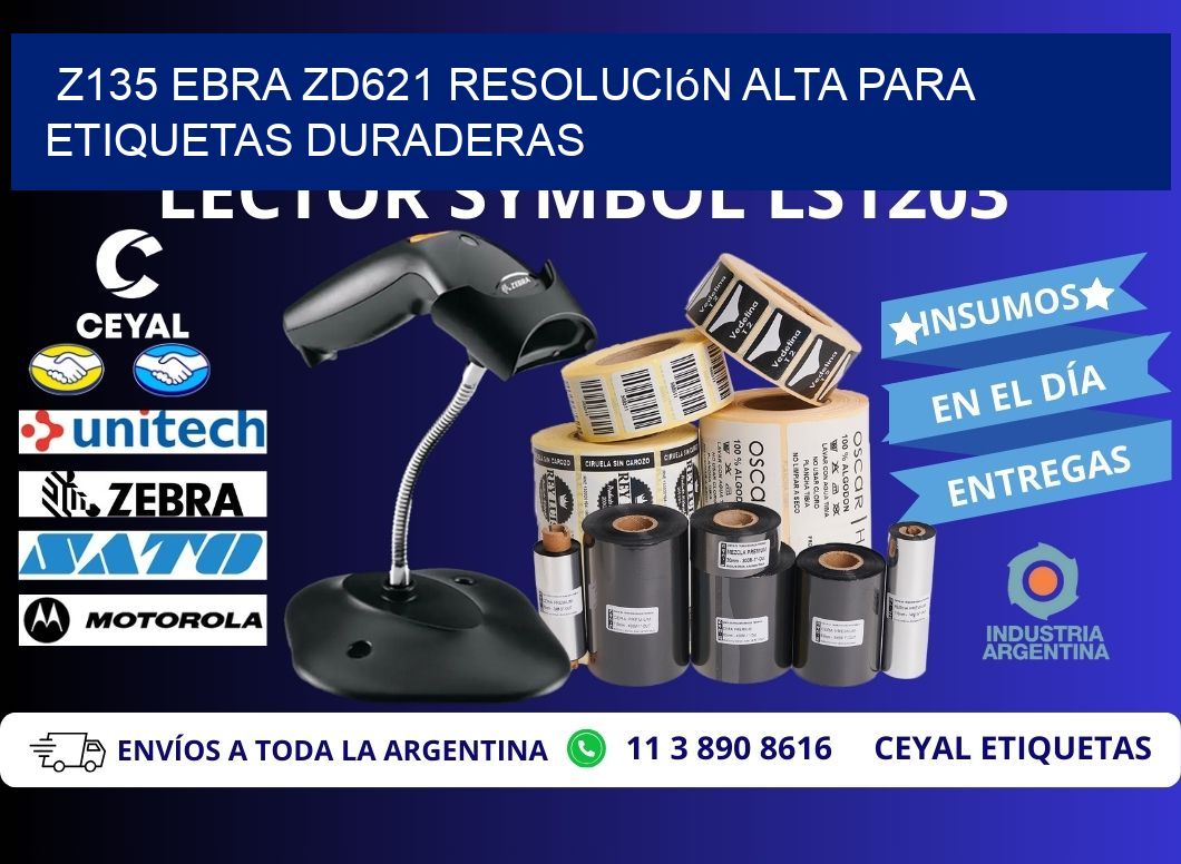 Z135 ebra ZD621 resolución alta para etiquetas duraderas