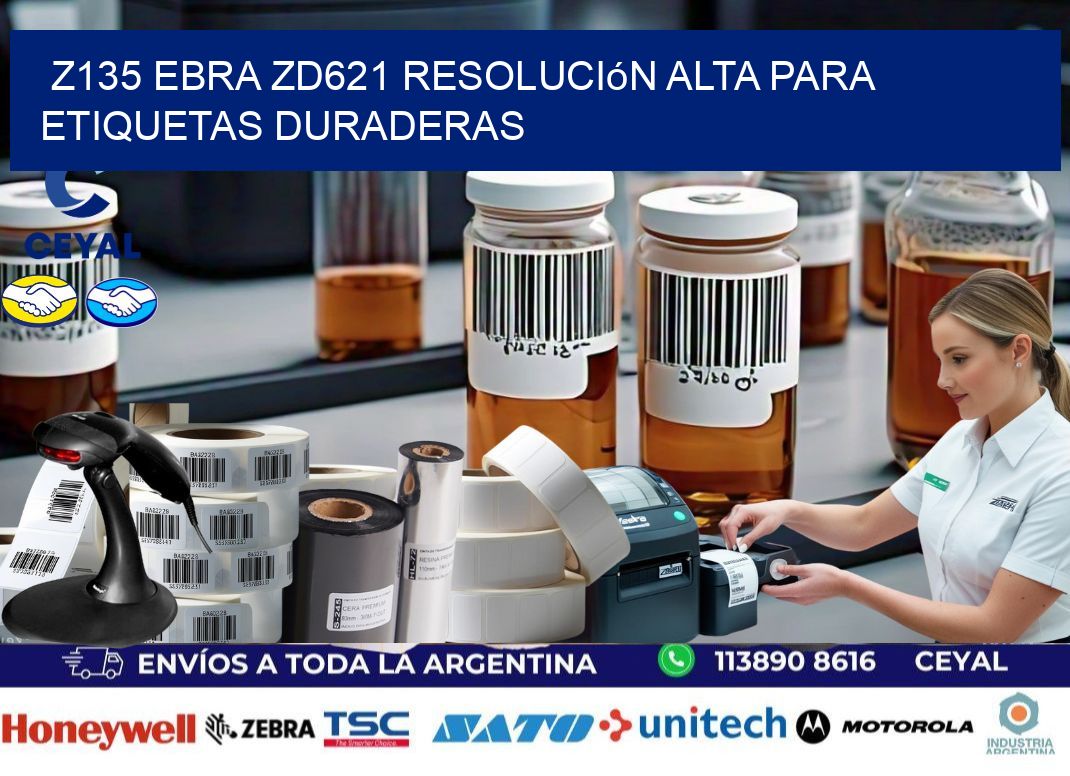 Z135 ebra ZD621 resolución alta para etiquetas duraderas