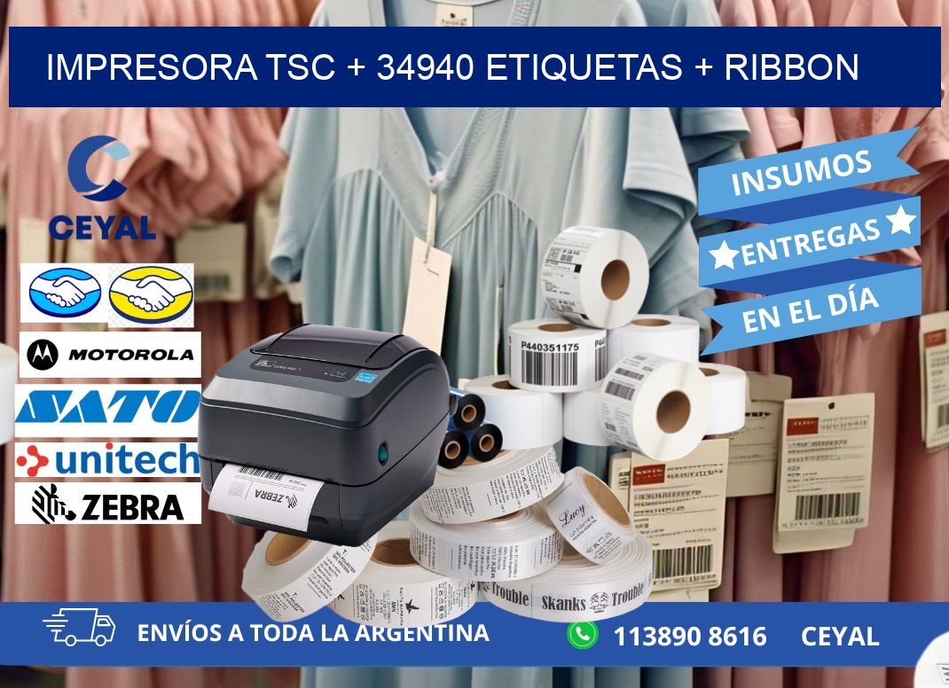 impresora TSC + 34940 etiquetas + ribbon