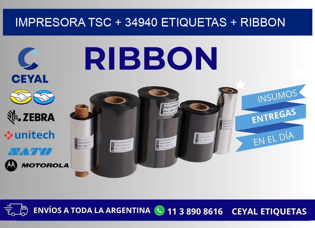 impresora TSC + 34940 etiquetas + ribbon