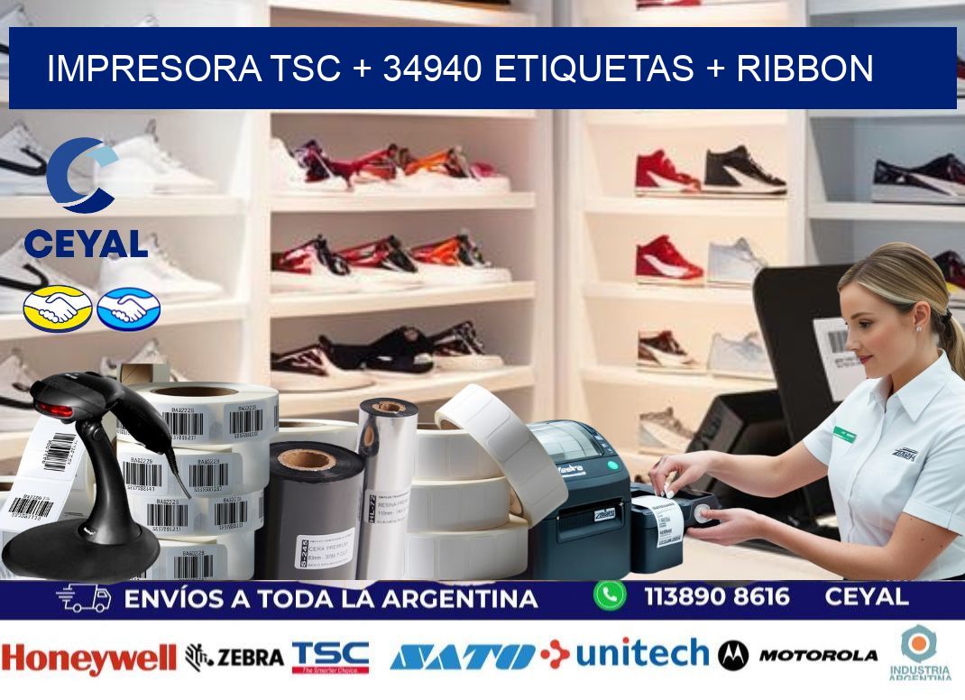 impresora TSC + 34940 etiquetas + ribbon