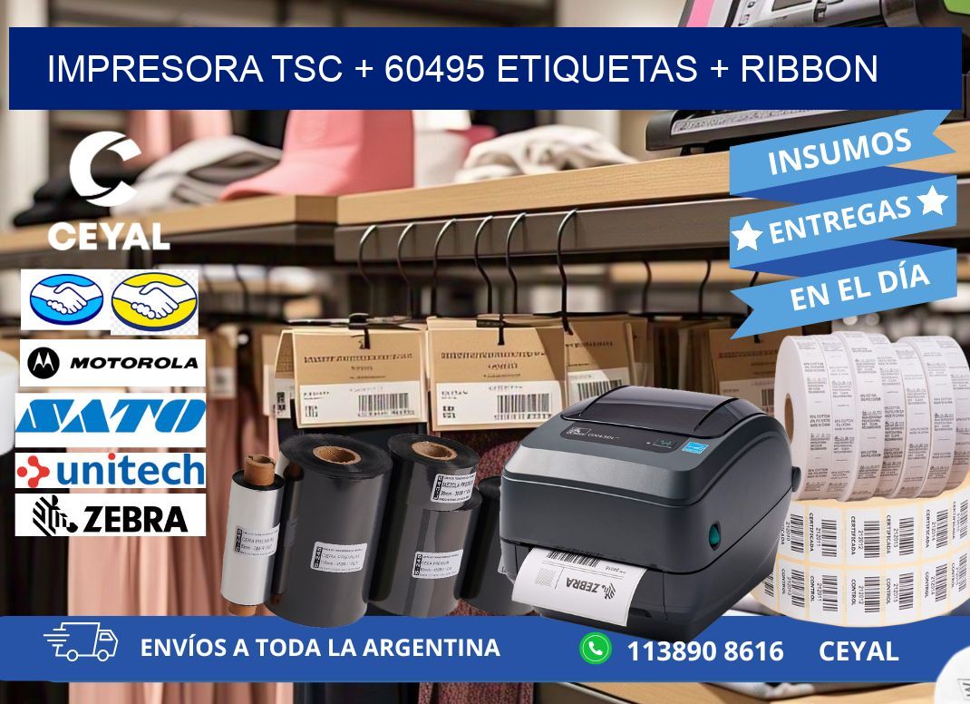 impresora TSC + 60495 etiquetas + ribbon