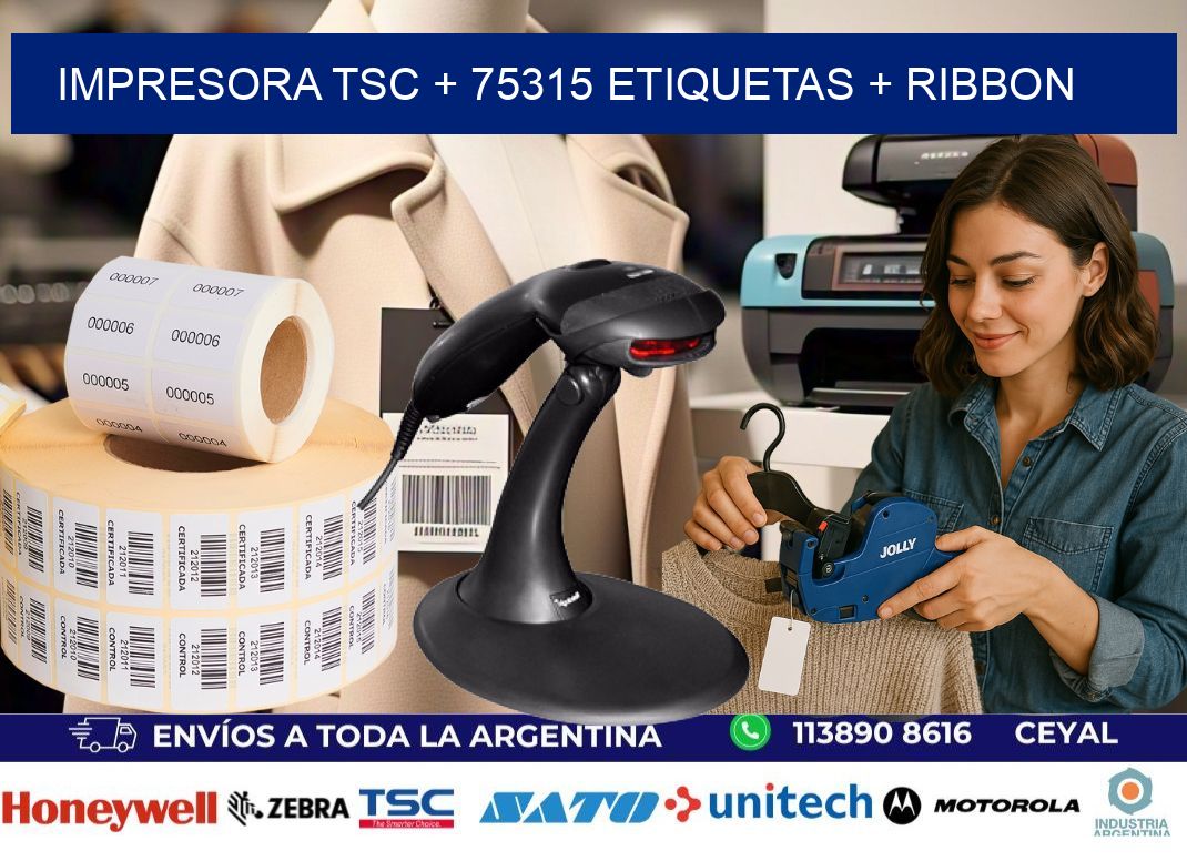 impresora TSC + 75315 etiquetas + ribbon