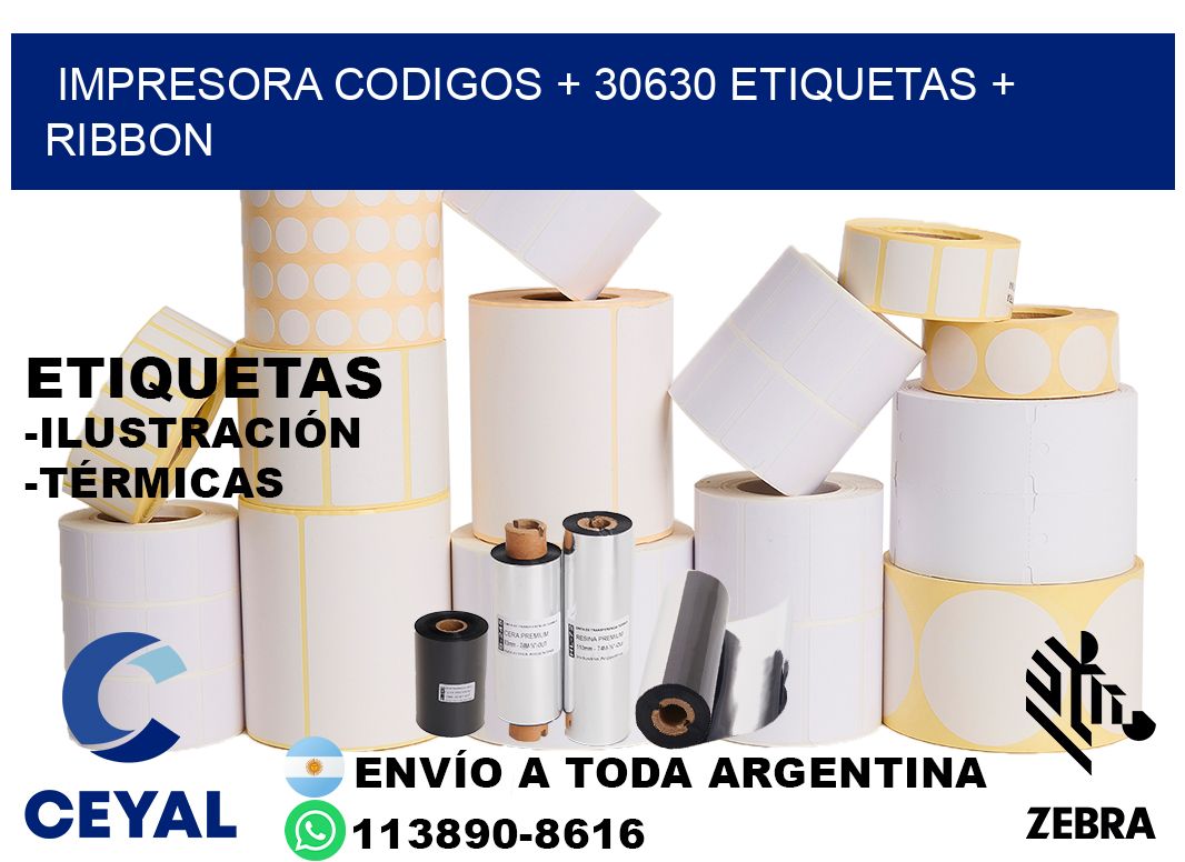 impresora codigos + 30630 etiquetas + ribbon