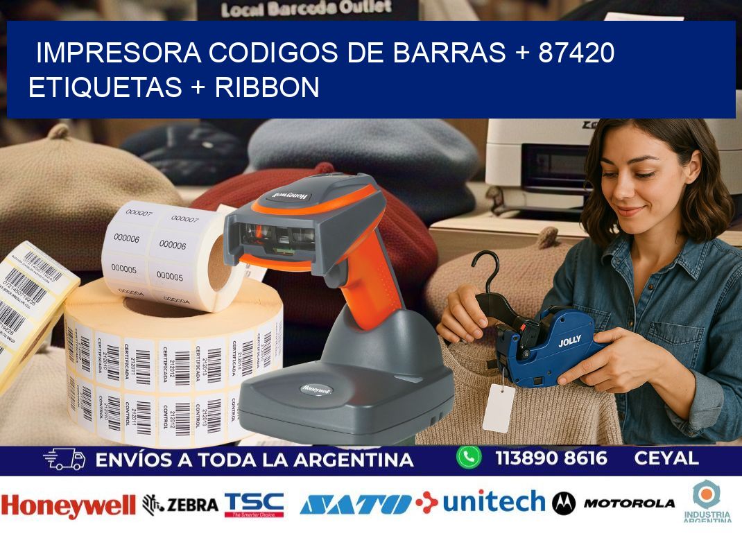 impresora codigos de barras + 87420 etiquetas + ribbon