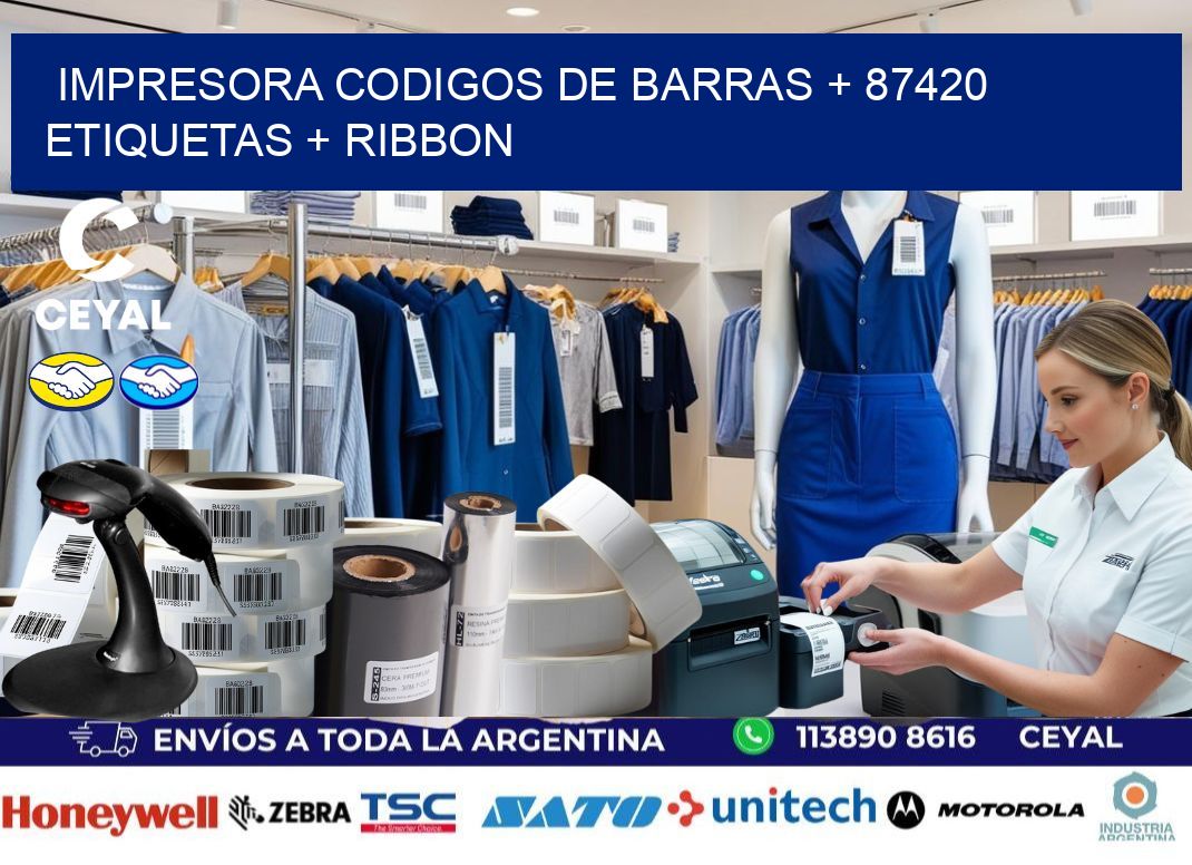 impresora codigos de barras + 87420 etiquetas + ribbon