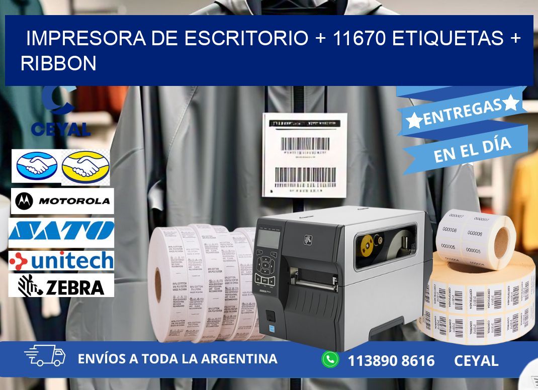 impresora de escritorio + 11670 etiquetas + ribbon