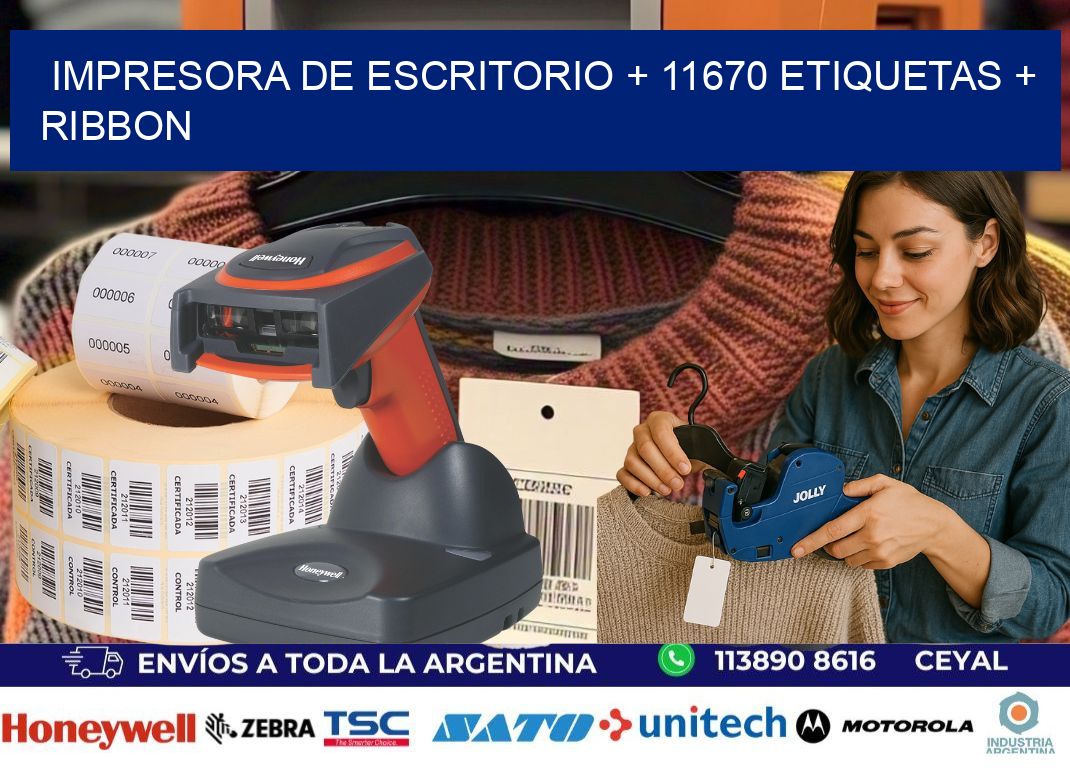 impresora de escritorio + 11670 etiquetas + ribbon