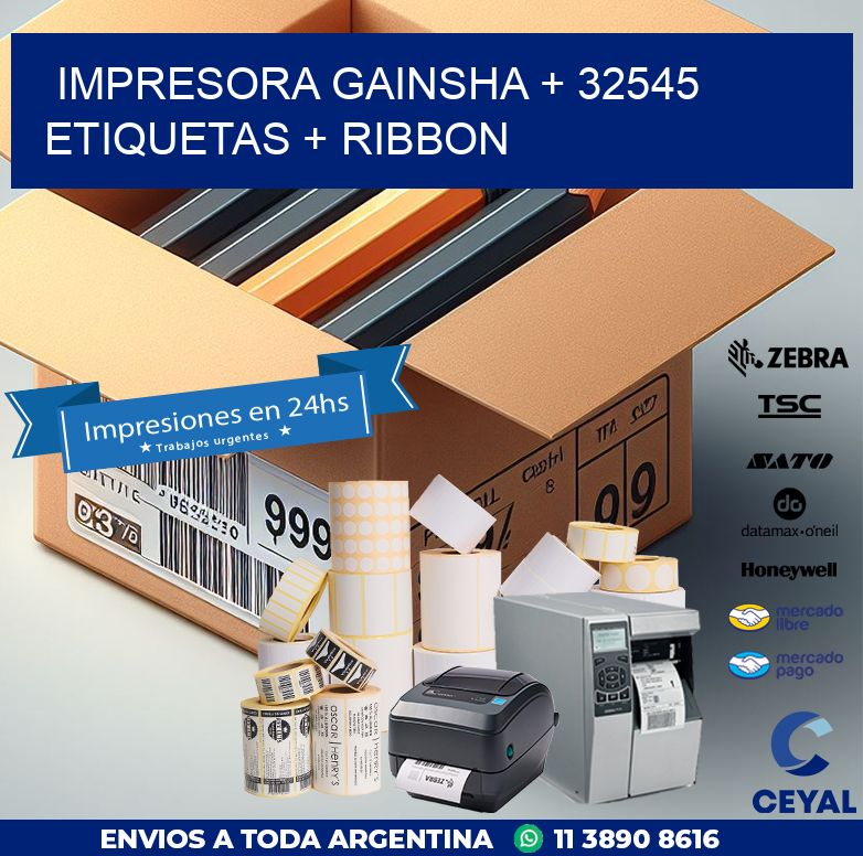 impresora gainsha + 32545 etiquetas + ribbon