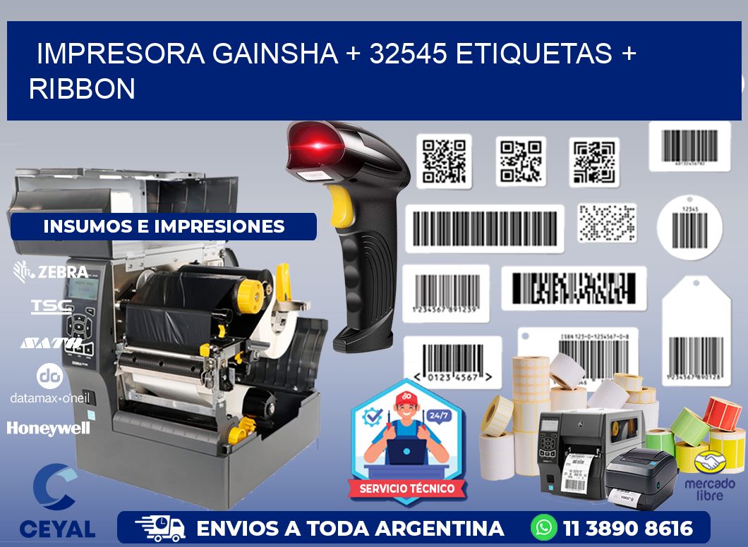 impresora gainsha + 32545 etiquetas + ribbon