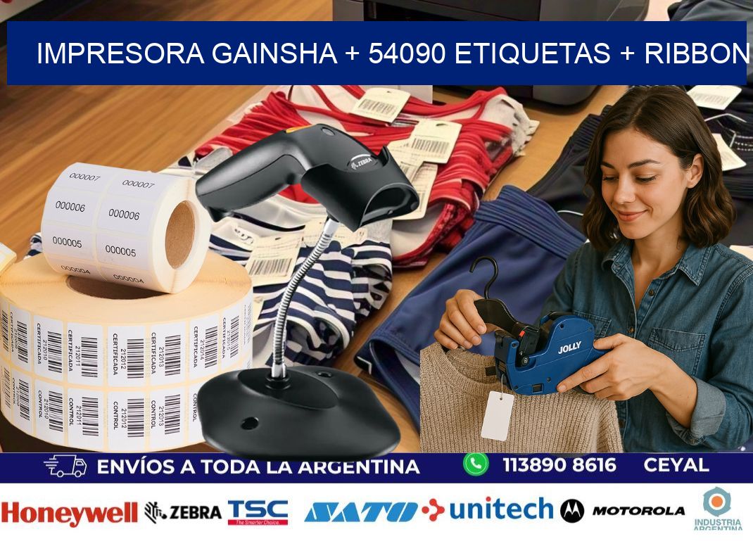 impresora gainsha + 54090 etiquetas + ribbon