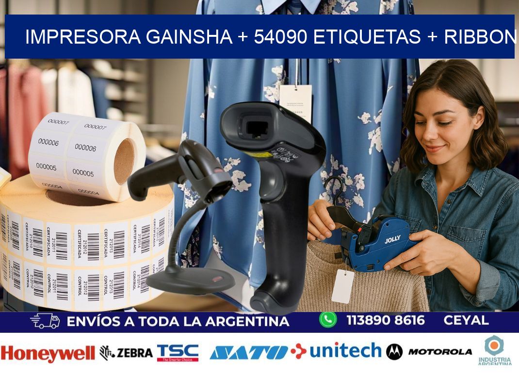 impresora gainsha + 54090 etiquetas + ribbon