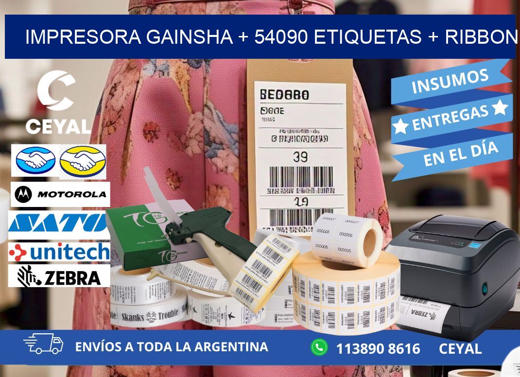 impresora gainsha + 54090 etiquetas + ribbon