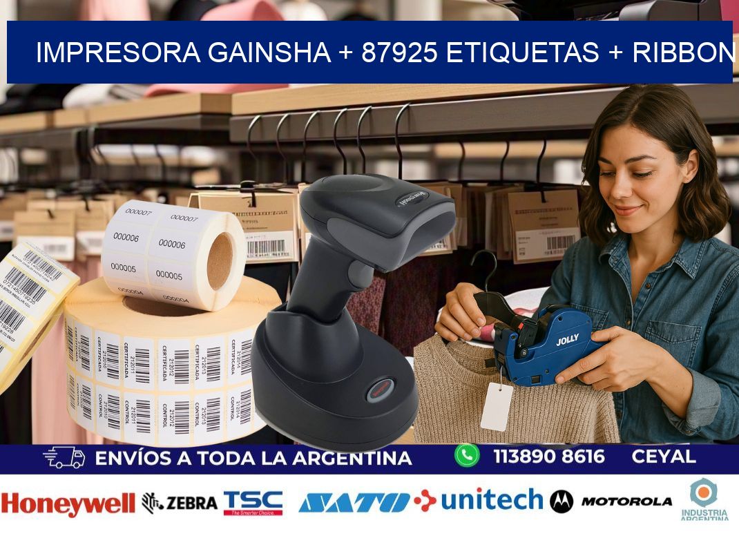 impresora gainsha + 87925 etiquetas + ribbon