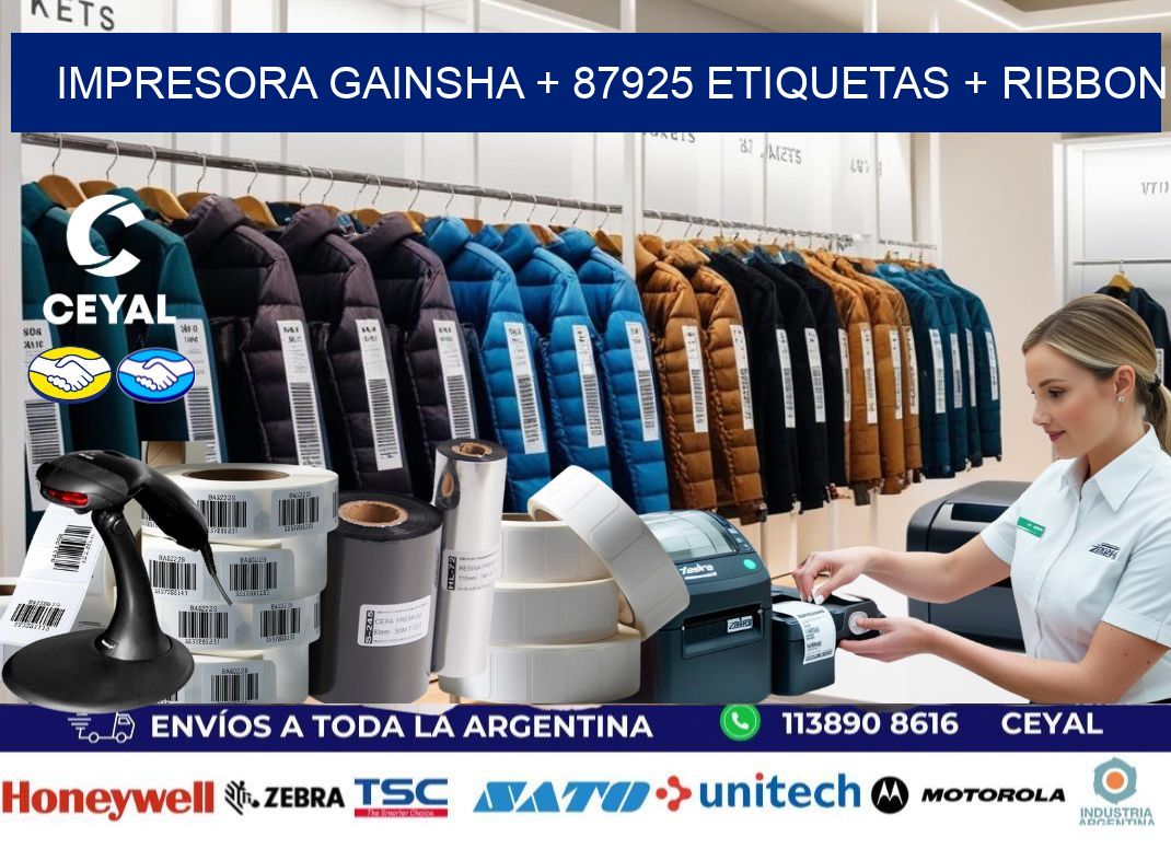 impresora gainsha + 87925 etiquetas + ribbon