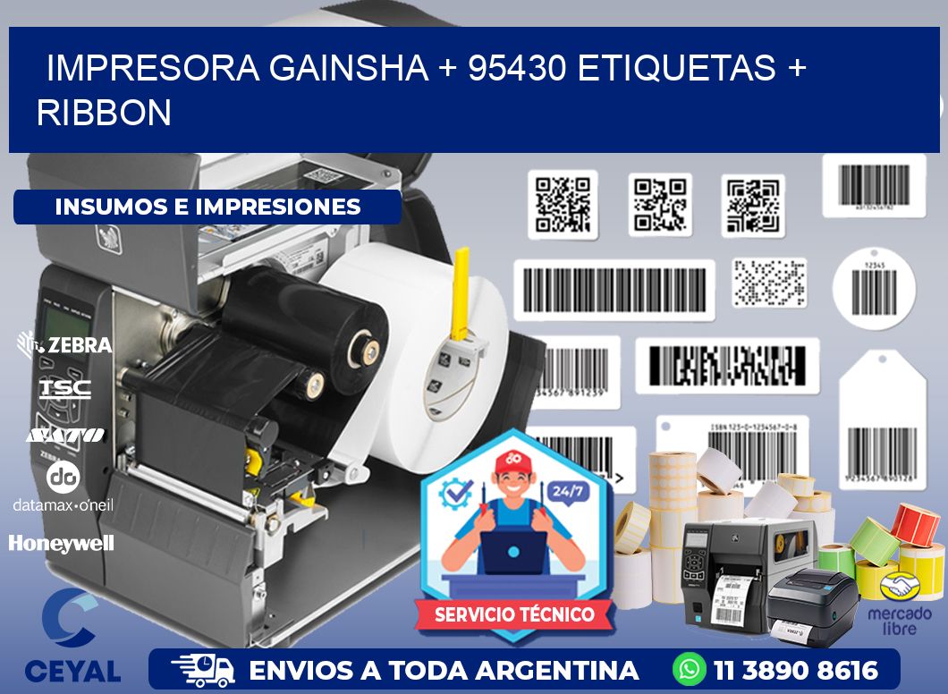 impresora gainsha + 95430 etiquetas + ribbon
