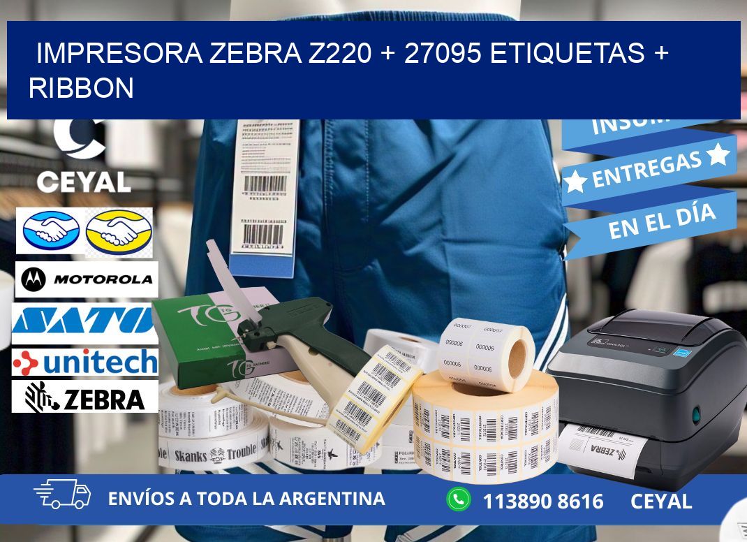 impresora zebra z220 + 27095 etiquetas + ribbon