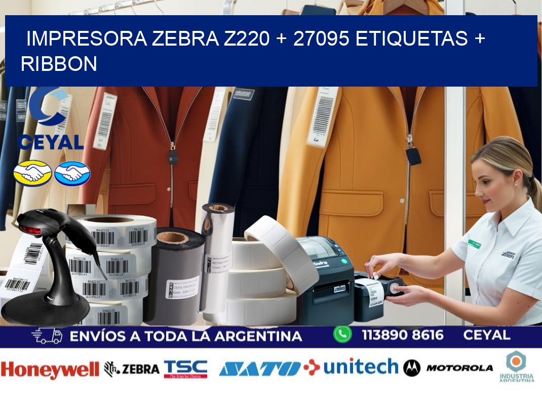 impresora zebra z220 + 27095 etiquetas + ribbon