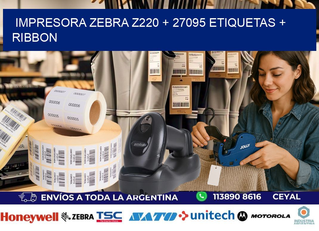 impresora zebra z220 + 27095 etiquetas + ribbon