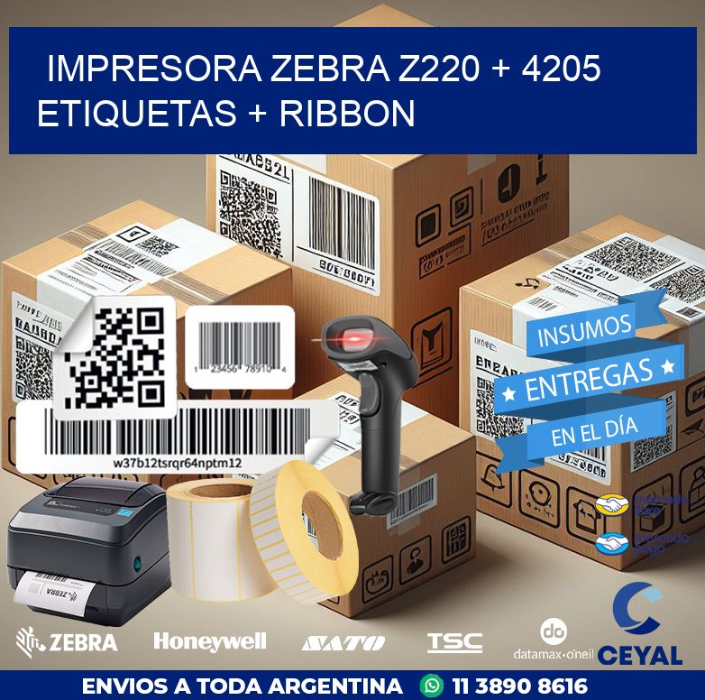 impresora zebra z220 + 4205 etiquetas + ribbon