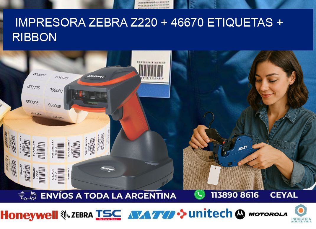 impresora zebra z220 + 46670 etiquetas + ribbon