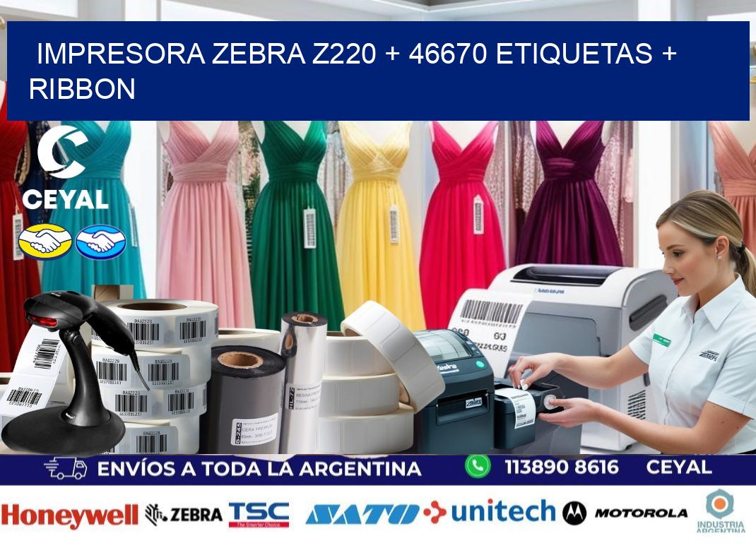 impresora zebra z220 + 46670 etiquetas + ribbon