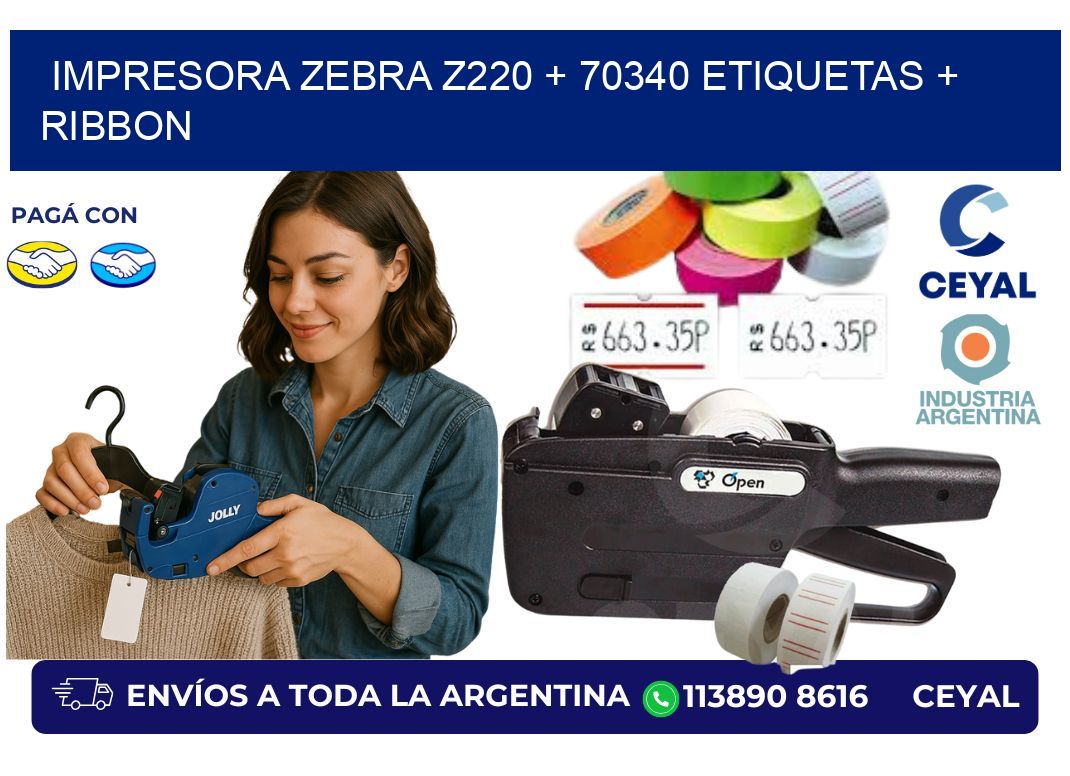 impresora zebra z220 + 70340 etiquetas + ribbon