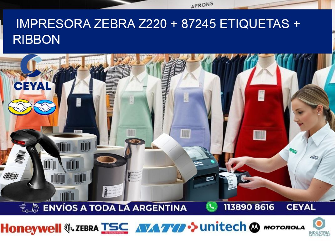 impresora zebra z220 + 87245 etiquetas + ribbon