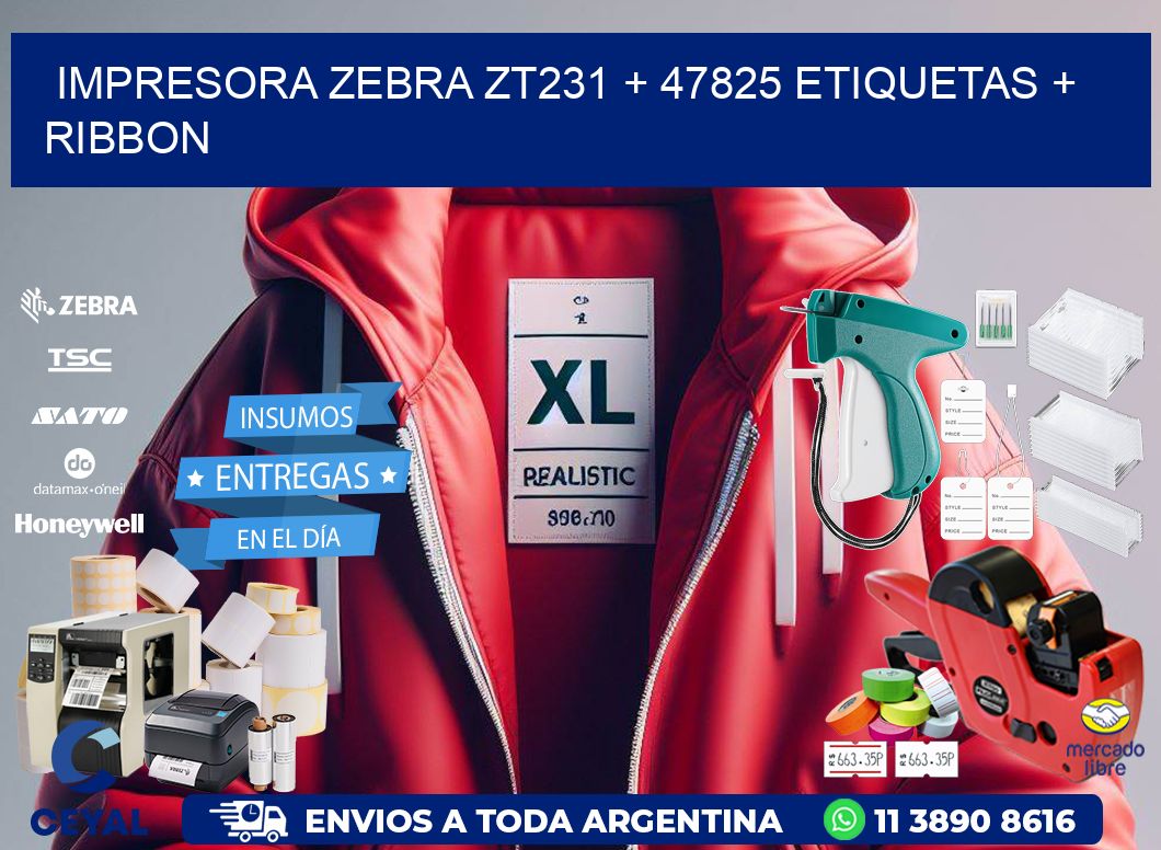 impresora zebra zt231 + 47825 etiquetas + ribbon