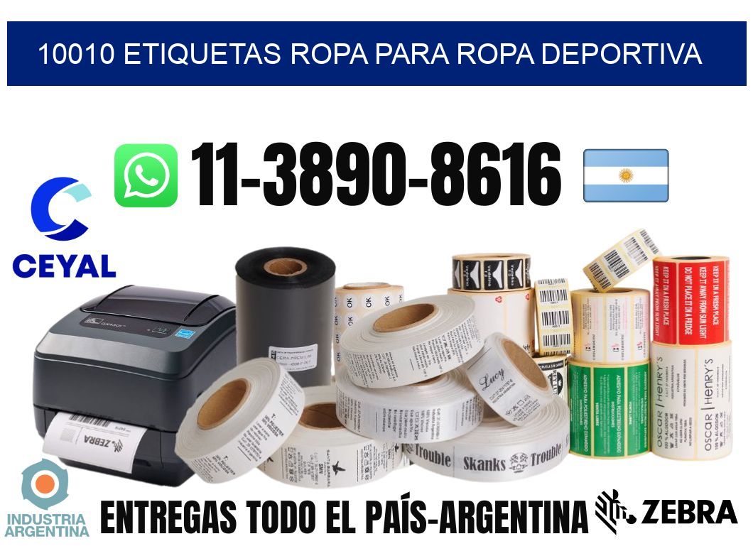 10010 Etiquetas ropa para ropa deportiva