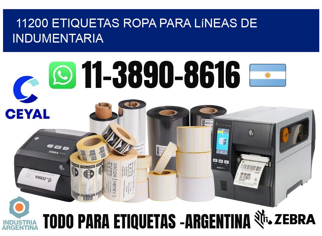 11200 Etiquetas ropa para líneas de indumentaria