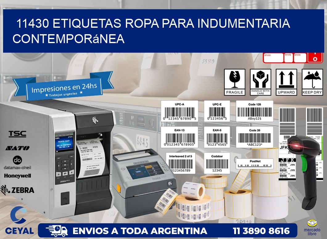 11430 Etiquetas ropa para indumentaria contemporánea