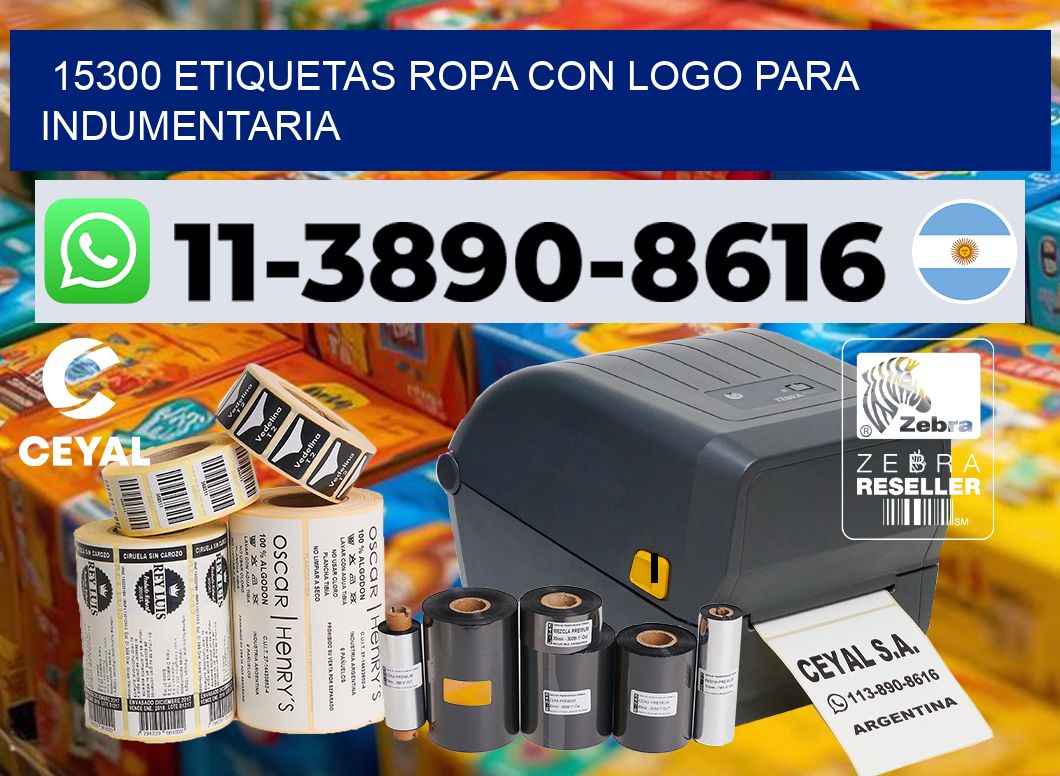 15300 Etiquetas ropa con logo para indumentaria