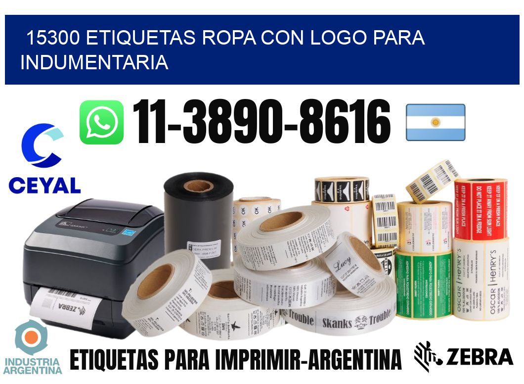 15300 Etiquetas ropa con logo para indumentaria