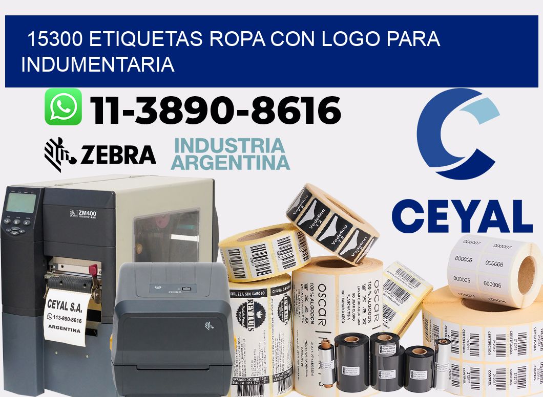 15300 Etiquetas ropa con logo para indumentaria
