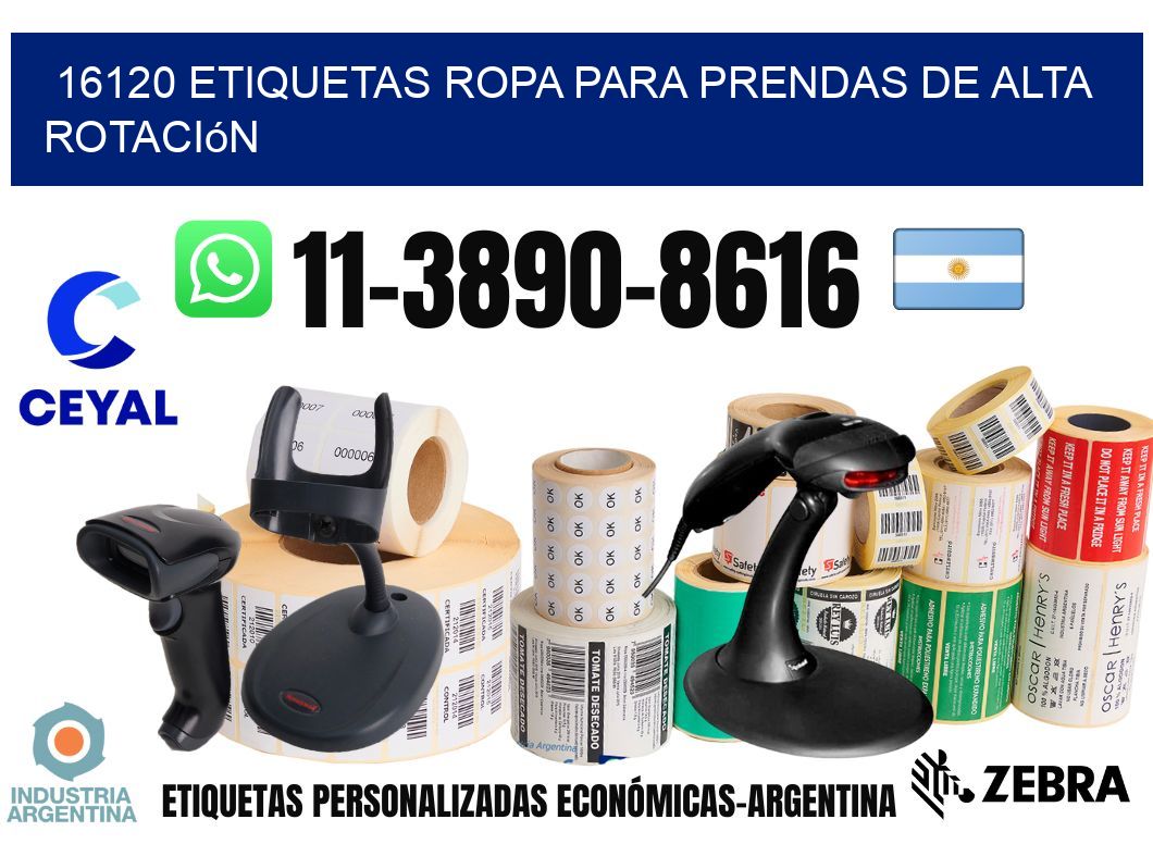 16120 Etiquetas ropa para prendas de alta rotación
